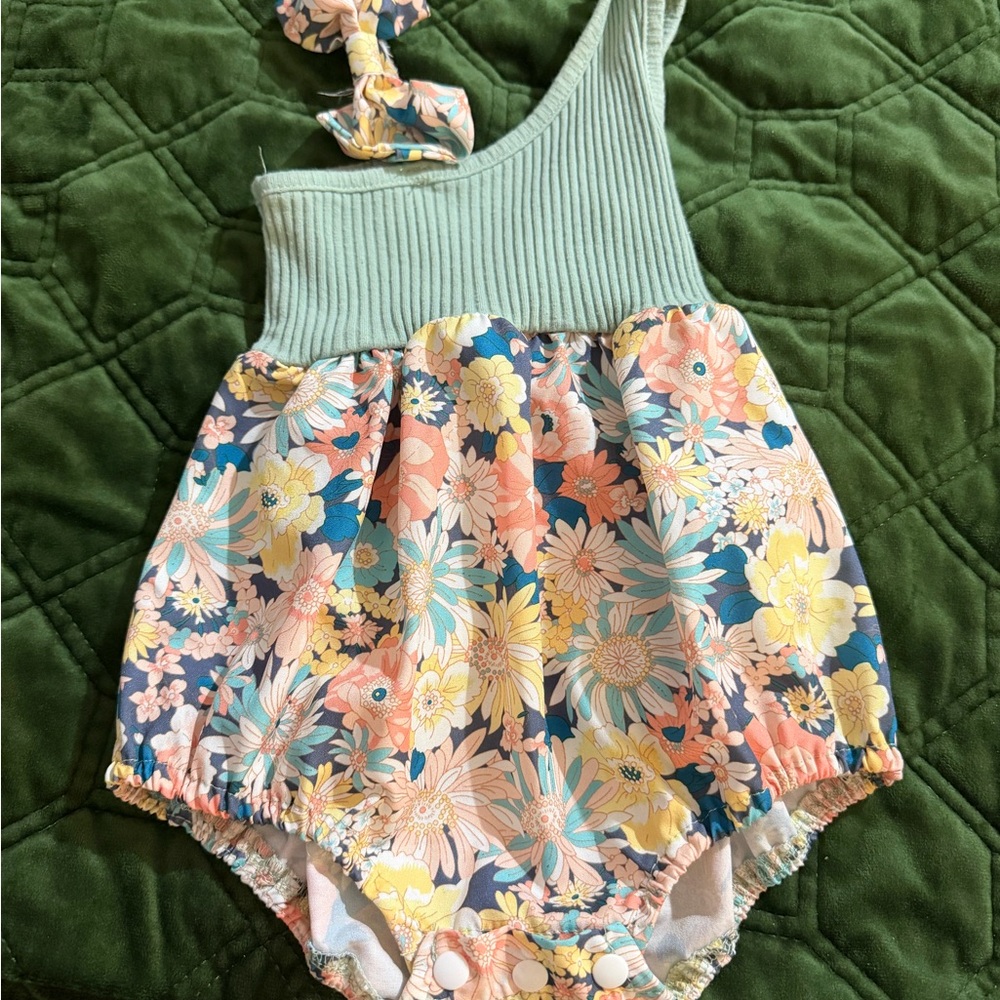 Floral One-Shoulder Baby Romper